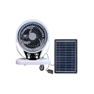Ventilador 7" Solar, Foco Led y Cargador USB