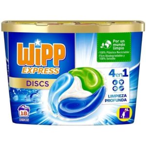 Wipp Discs 4 en 1 Caja de 18 cápsulas para la lavadora